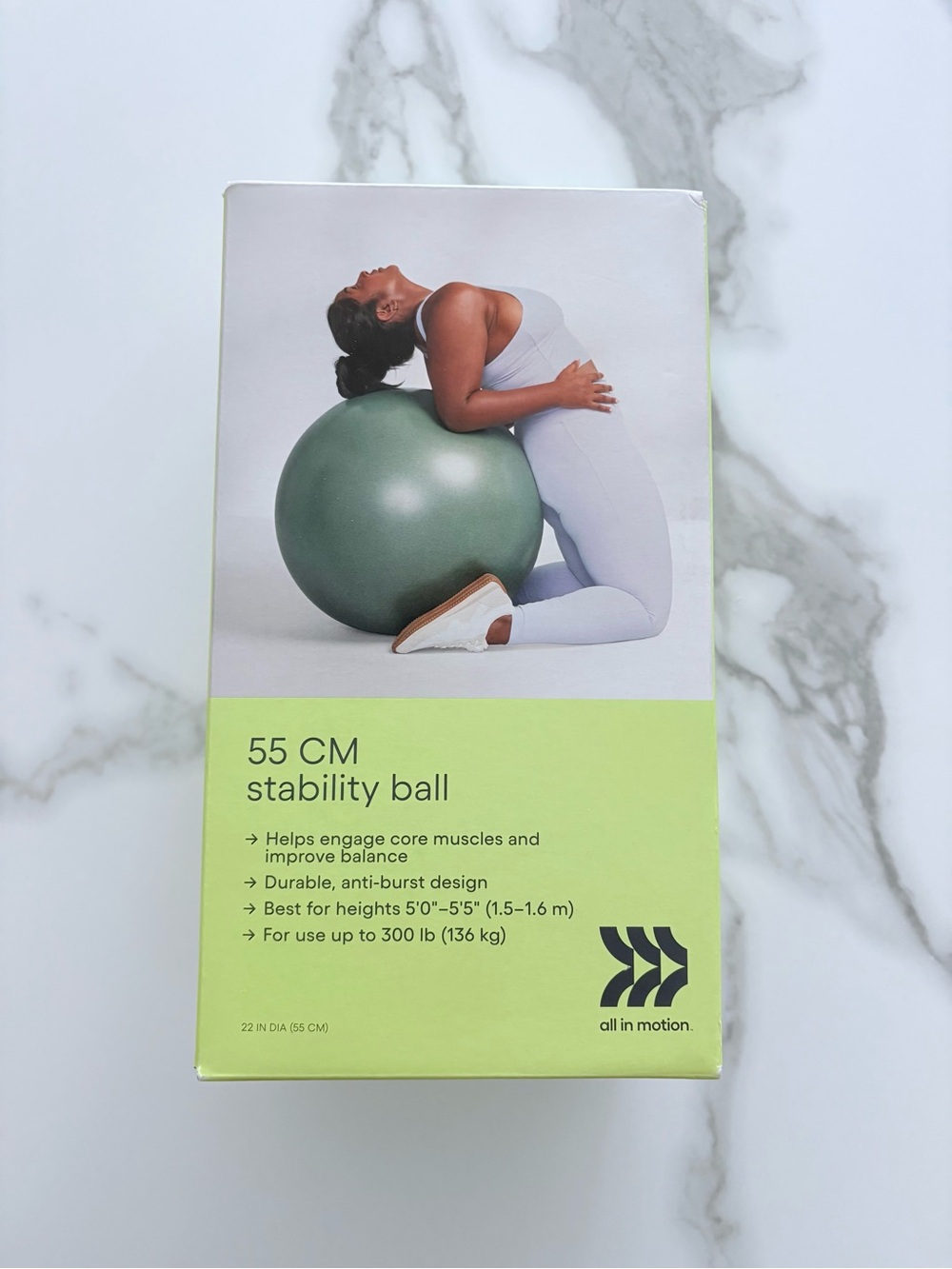 New- In box- all in motion green stability ball
